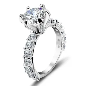 Luxurious 3-carat moissanite engagement ring for women featuring a large center stone