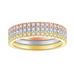 GRA S925 Sterling Silber 18 Karat Vergoldet Moissanit Eternity Ring Einfacher Stapelbarer Bandring Für Damen Hochzeit Verlobung Schmuck