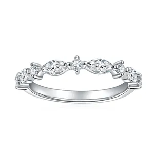 Luxus Marquiseschliff Moissanit 925 Sterlingsilber Ring 18K Vergoldet GRA Zertifiziert Voll Halb Ewigkeit Band Schmuck