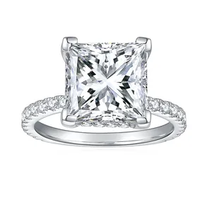 GRA Luxury Princess Cut Moissanite Ring 925 Sterling Silver Sparkling Lab Diamond Engagement Ring For Women Jewelry