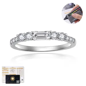 Ins Stil Rechteck Moissanit Ring 925 Sterling Silber Gold Überzogen Ewigkeit Band Für Frauen Mit GRA Zertifikat Schmuck