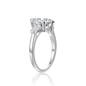 Elegant 925 sterling silver marquise moissanite three-stone engagement ring for women