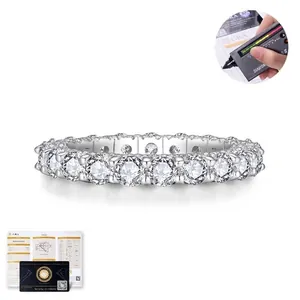 Bague en Moissanite GRA Luxe Argent Sterling 925 Plaqué Or Blanc 18K Rond Éternité Alliance pour Femmes