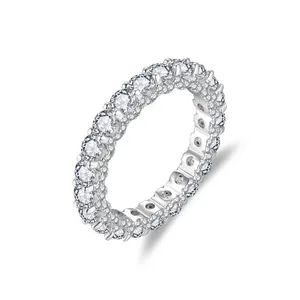 Alliance éternité luxueuse en moissanite ronde de 3,0 mm en argent sterling S925 pur