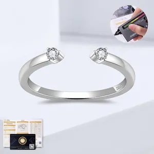 Anello Nuziale in Argento Sterling 925 Placcato Oro 18K con Moissanite per Donna Anello Aperto GRA Gioielli Sposa