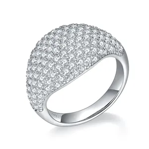 Bague Moissanite Pavé Hip Hop en Argent Sterling 925 Plaqué Or Blanc 18K Iced Out Unisexe Avec Certificat GRA