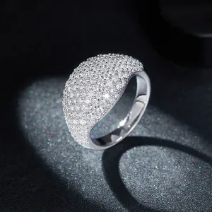 Bague hip hop moissanite pavée de diamants en argent S925 plaqué or blanc 18 carats