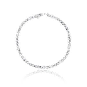 Ins Style Minimalist S925 Sterling Silver 1.8mm Round Moissanite Bubble Horseshoe Link Bracelet With 18K Gold Plated GRA Women