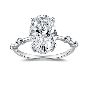 Classico Anello Moissanite Ovale Argento Sterling 925 Placcato Oro 18K Certificato GRA Colore D VVS1 Elegante Anello Fidanzamento Donna