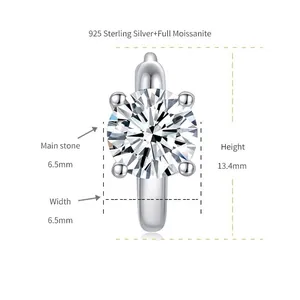 Diagramme de dimensions détaillé pour boucles d'oreilles moissanite en argent 925