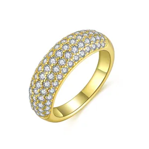 Vintage-Ring aus S925-Silber mit 18 Karat Vergoldung und Moissanit-Pavé-Besatz