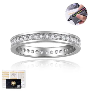 Anillo de Eternidad de Moissanita GRA para Mujer de Plata de Ley S925 Engaste en Canal Anillo de Boda Joyería Brillante