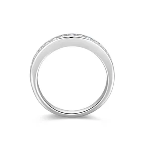 Anillo clásico de plata de ley S925 con moissanita de 2,0 mm engastada para dama