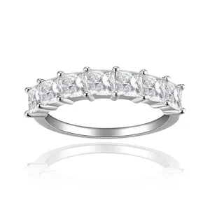 Ins Style Princess Cut 3.5mm Moissanite Ring Women S925 Sterling Silver Eternity Band Ring With GRA Certificate Jewelry