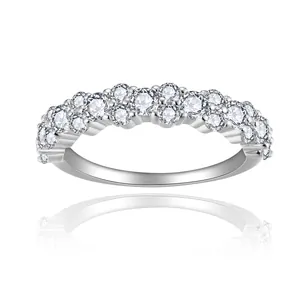 GRA Anillo de Eternidad de Plata de Ley S925 Con Moissanita Para Mujer Banda de Diamante de Laboratorio Joyería de Boda Regalo