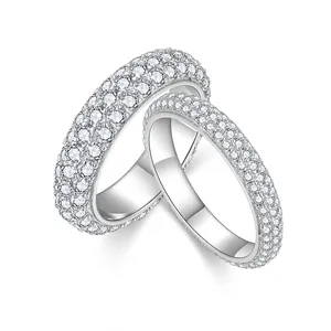 Luxury 925 Sterling Silver Moissanite Row Ring For Couples Full Diamond Stacking Eternity Band With GRA Certificate Ring