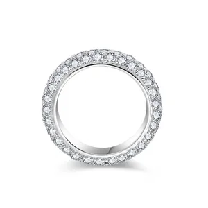 Elegant S925 silver full eternity ring with pavé-set moissanite stones for unisex wear