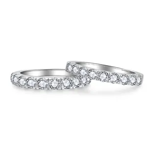 Classic S925 silver eternity ring set with 10 round 3.0mm moissanite diamonds for women
