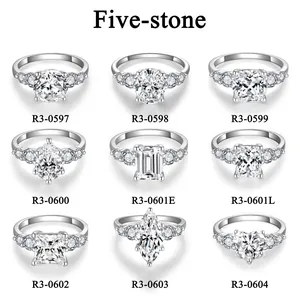 GRA Moissanit Verlobungsring Für Damen 925 Sterlingsilber 18K Vergoldet Luxus Fünf-Steine Hochzeit Versprechen Ring Schmuck