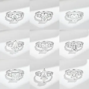 Verlobungsringe mit 3ct Moissanit in verschiedenen Schliffen, S925 Silber