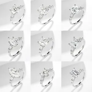 Luxuriöses 3ct Moissanit Verlobungsring-Set aus S925 Silber mit 9 verschiedenen Schliffen