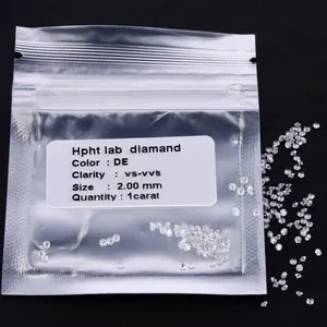HPHT lab-grown round melee diamonds, 2.0mm DE color VS-VVS clarity, 1 carat loose stones