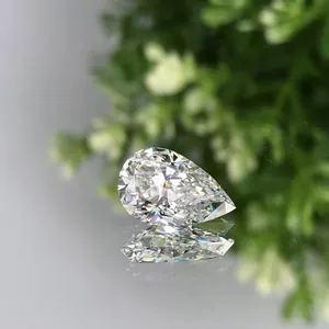 Sparkling pear cut lab-grown diamond with brilliant fire and elegant mirror reflection