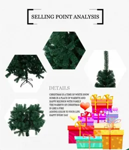 Vista detallada que muestra las densas agujas de PVC y la base del árbol de Navidad verde.