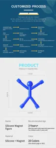 Figura humana magnética de silicona azul para nevera con dimensiones de 6,5 cm de alto