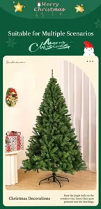 Vista detallada de un árbol de Navidad artificial de PVC verde con su base metálica