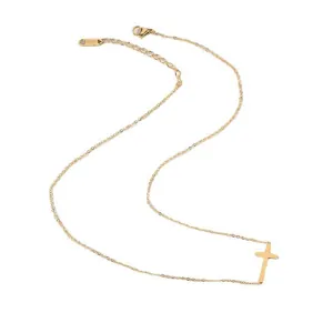 Minimalistische gouden titanium stalen ketting met elegante kruishanger voor mode