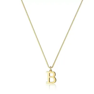 Elegante collana con ciondolo lettera B dorata e raffinata catena a scatola per donna