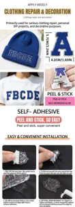Guide d'utilisation et de taille pour lettres adhésives en chenille bleue