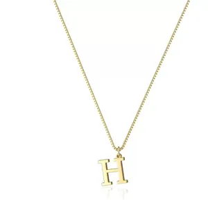 Elegante collana con ciondolo a lettera H placcata in oro per donna con catena box