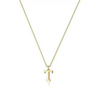 Elegante collana con catena veneziana dorata e ciondolo con lettera T per donna