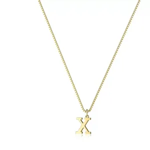 Elegante collana con pendente lettera X placcata in oro con una delicata catena box per donna