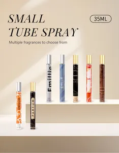 Collection de sprays de parfum en tube de 35ml avec divers designs et senteurs.