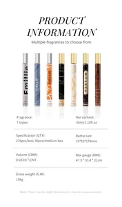 Spécifications techniques et styles variés pour le parfum tube à essai de 35 ml.