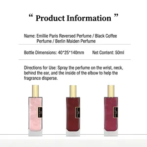 Colección de perfumes Emillie 50ml en tres elegantes aromas con especificaciones