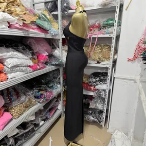 Women Halter Backless Bodycon Maxi Dress Sexy Hollow Out Ankle Length Knitted Evening Party Banquet Slim Dress