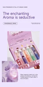 Set de regalo de 5 sprays de fragancia MEIDIAN con un elegante empaque morado y aromas florales