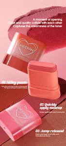 Detaillierte Nahaufnahme von MEIDIAN Mehrzweck-Rouge-Cremesticks mit seidiger Textur