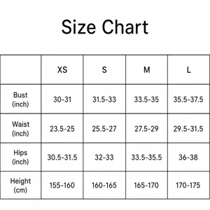 Size chart for black long sleeve slim fit party dress showing measurements for XS to L