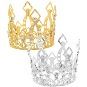 Elegant gold and silver alloy crowns with rhinestones for kids' birthday parties