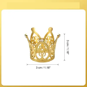Detailed dimension view of small golden crystal crown measuring 3cm by 1.18 inches