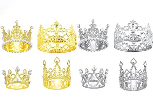 Elegant gold and silver alloy crystal crowns decorated with pearls and rhinestones.
