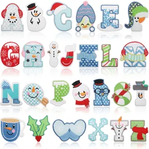Patch ricamate in ciniglia alfabeto A-Z a tema natalizio per decorazione vestiti