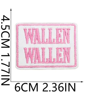 Écusson brodé rectangulaire rose Wallen pour décoration de vêtements et de sacs DIY