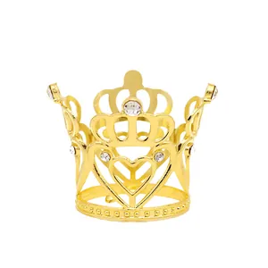 Eleganter goldener Mini-Kronen-Haarschmuck mit Strasssteinen für Kindergeburtstage