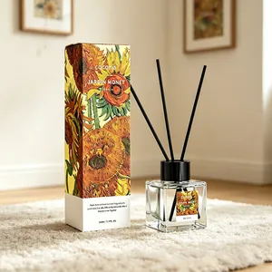 Reed Diffuser Set Home Fragrance With Essential Oil Monet Style Glass Bottle Rattan Sticks For Bedroom Hotel Odor Removal